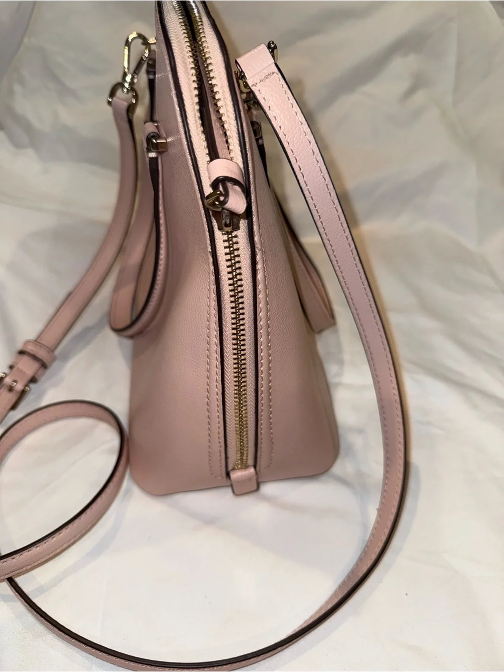 kate spade Blush Pink Pebbled Leather Satchel with Crossbody Strap